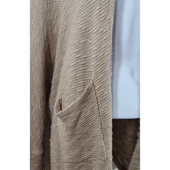 Altar'd State Tan Slub Knit Open Front Cardigan Large Lightweight Soft Stretchy - Picture 5 of 6